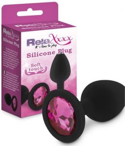 RelaXxxx Silicone Diamont Plug Black/Pink Medium