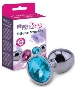 RelaXxxx Silver Starter Butt Plug Blue Small