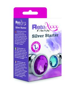 RelaXxxx Silver Starter Butt Plug Blue Large