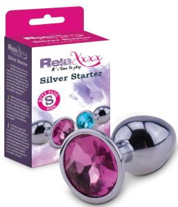 RelaXxxx Silver Starter Butt Plug Pink Small