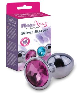 RelaXxxx Silver Starter Butt Plug Pink Medium