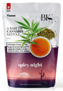 Tisane Spicy Night N°7 mélange chanvre, gingembre, écorce de mandarine, gingko, menthe maté 30 gr